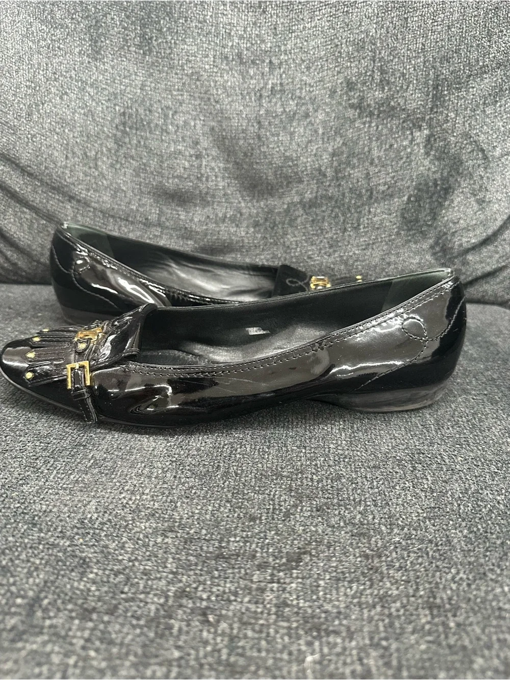 Louis Vuitton black leather patent ballet flats size 39 eu women’s 2006 archive